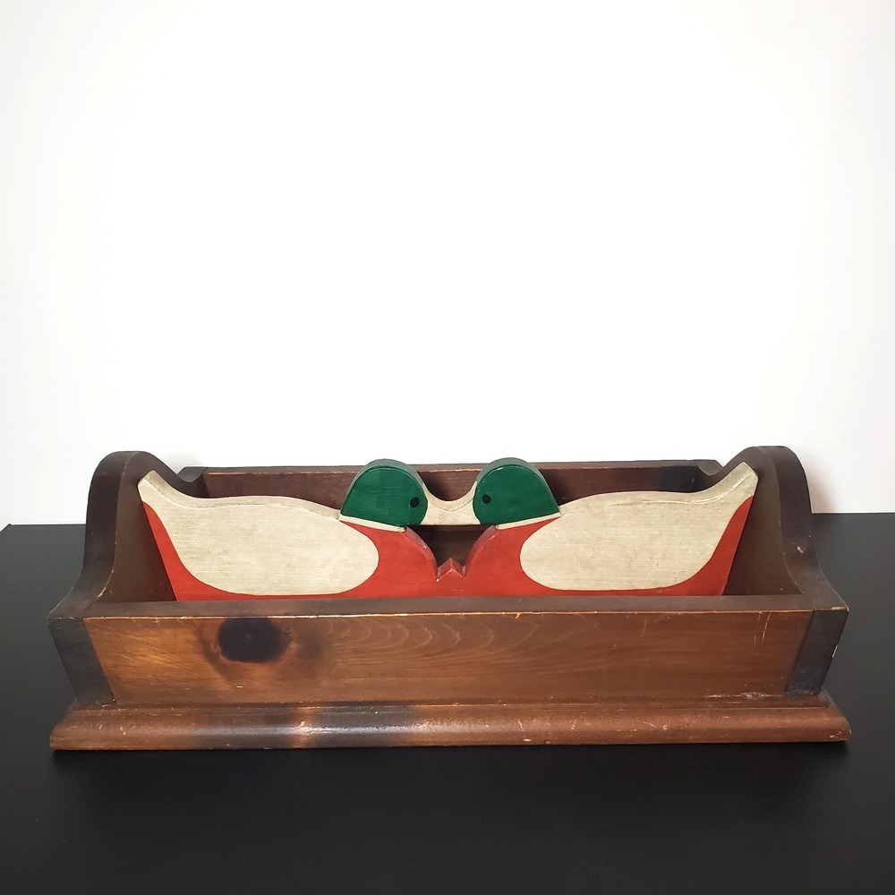 Hand Painted Wood Serving‎ Cocktail Tray With Mallard Ducks Handle